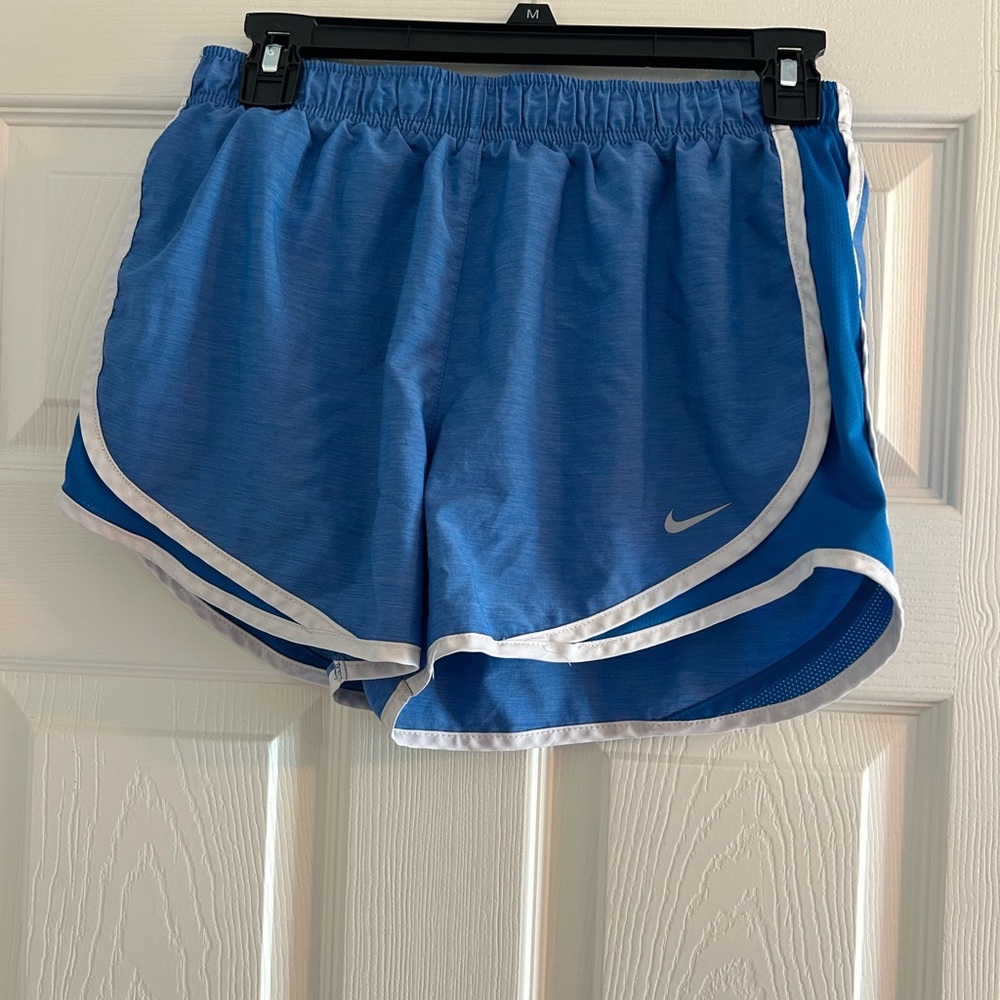 Nike Blue and White Athletic Shorts with Elastic Waistband
